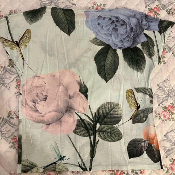 Ted Baker T-Shirt Marlana Distinguishing Rose Pattern size 2 - Picture 7 of 8